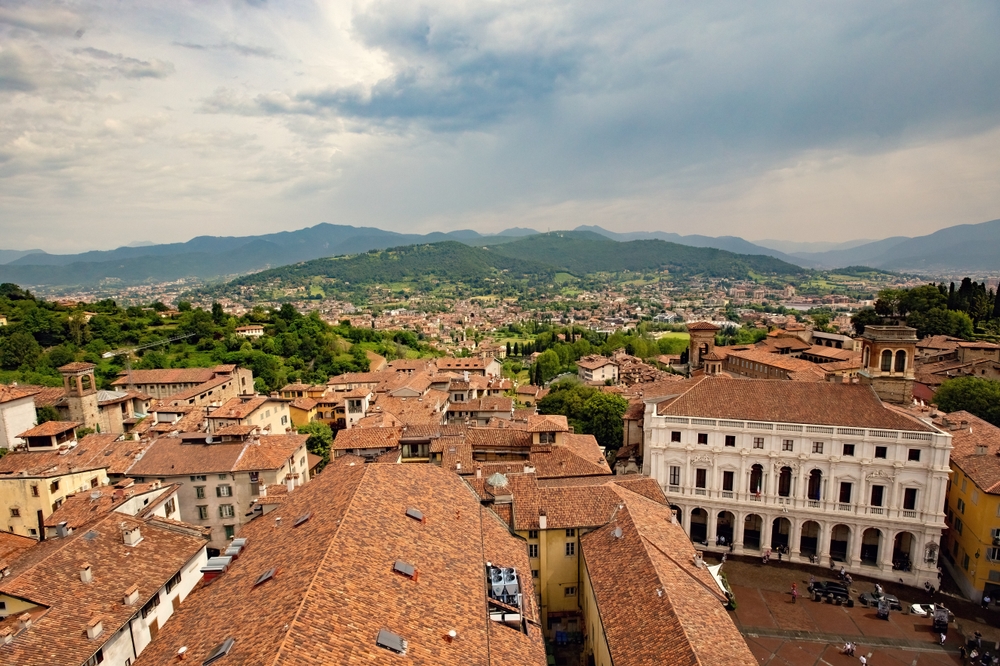 Vue aérienne de la Città Alta de Bergame
