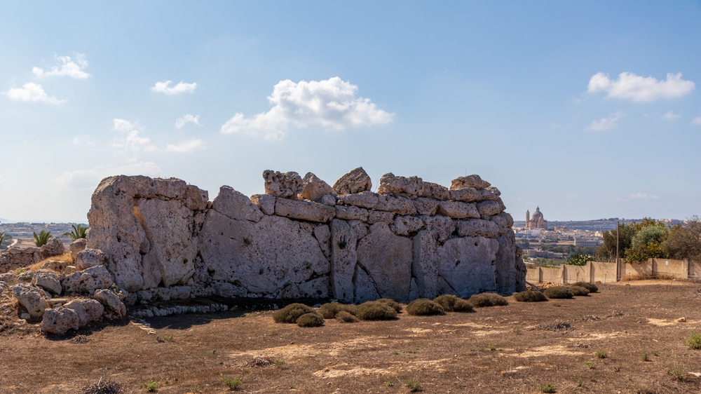 Blocs de pierre du temple de Ġgantija à Xagħra à Gozo
