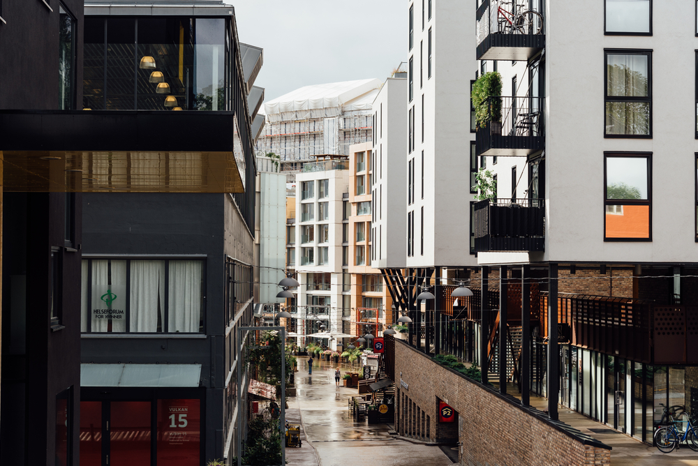 Le quartier de Vulkan près de Mathallen et de la rivière Akerselva à Grünerløkka, à Oslo