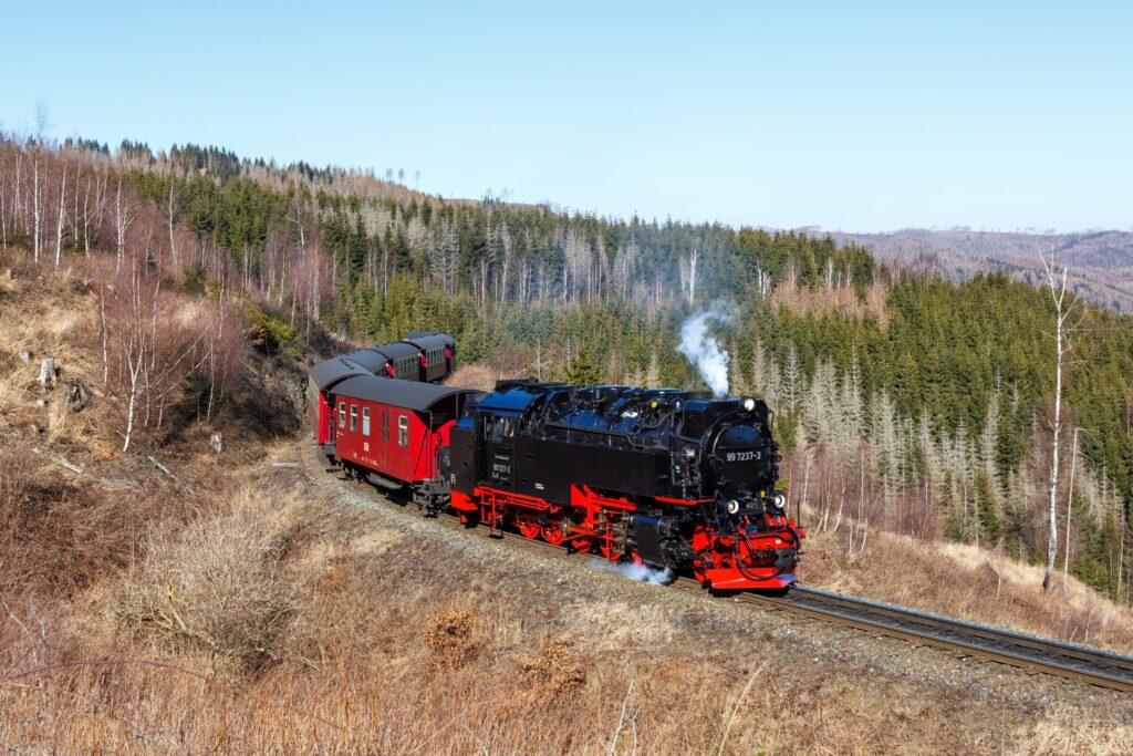Train à vapeur sur la Brockenbahn à Drei Annen Hohne dans le Harz