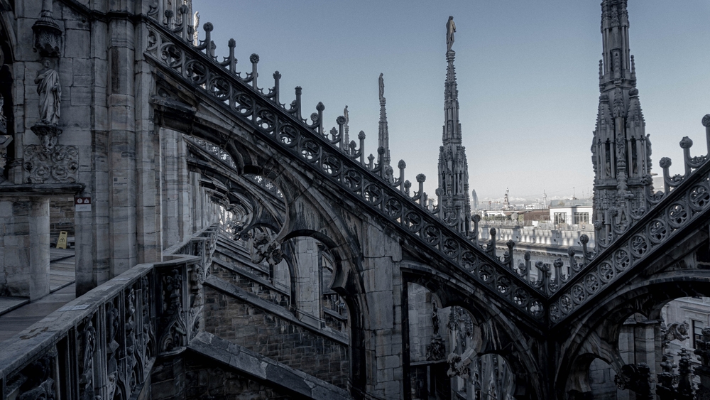 La cathédrale de Milan vue depuis les terrasses