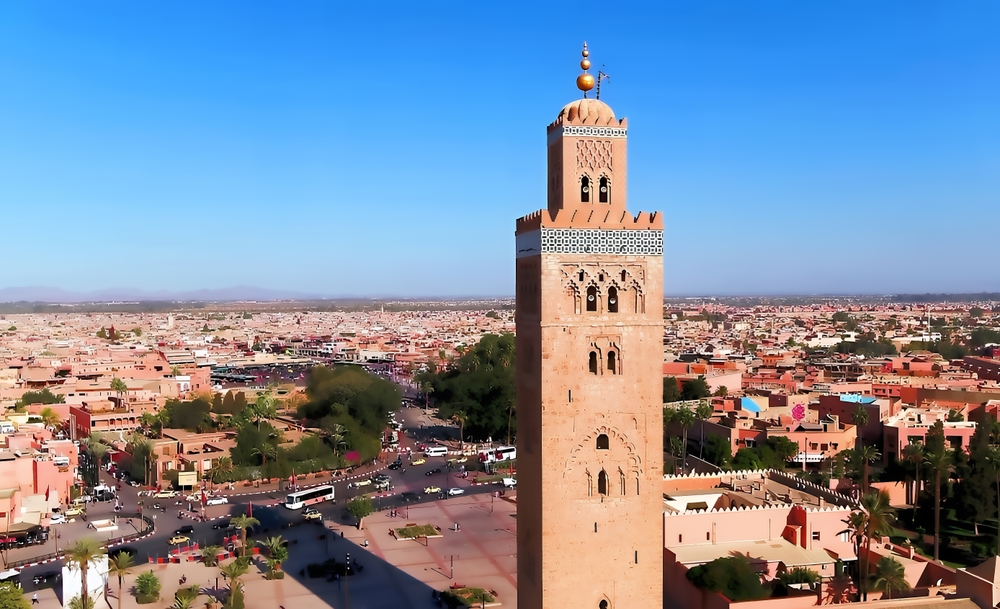 Vue aérienne de la mosquée Koutoubia à Marrakech