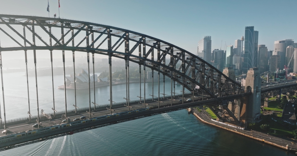 Vue aérienne du Harbour Bridge et de l’Opéra de Sydney