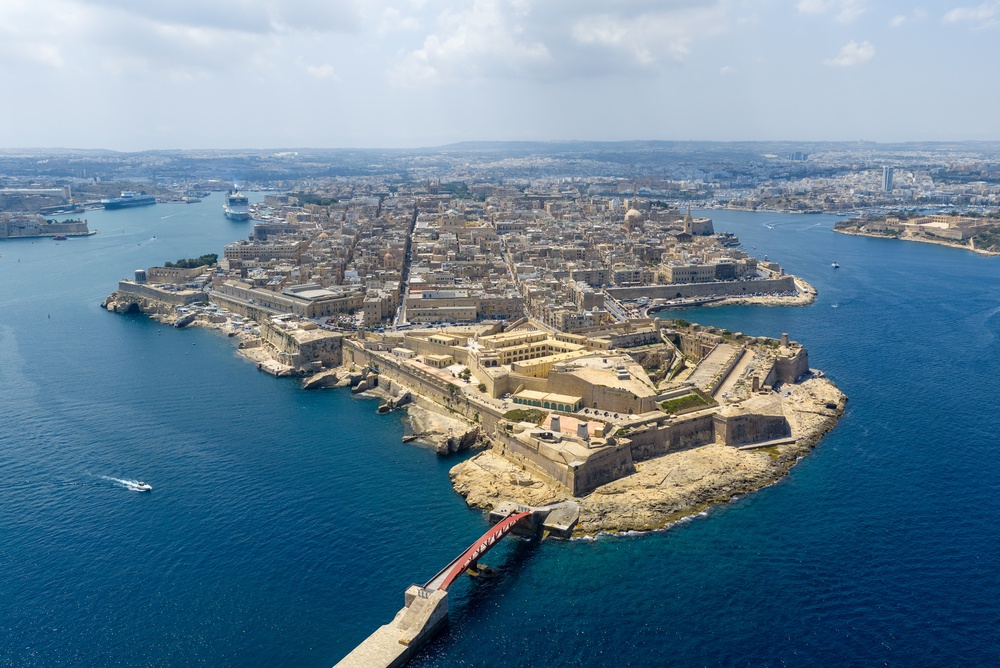 Vue aérienne du fort Saint-Elme à la pointe de la péninsule de La Valette