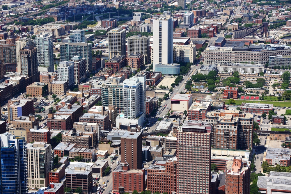 Où dormir à Chicago ? Les 5 meilleurs quartiers et de bons hôtels 9 Vue aérienne du quartier de River North à Chicago