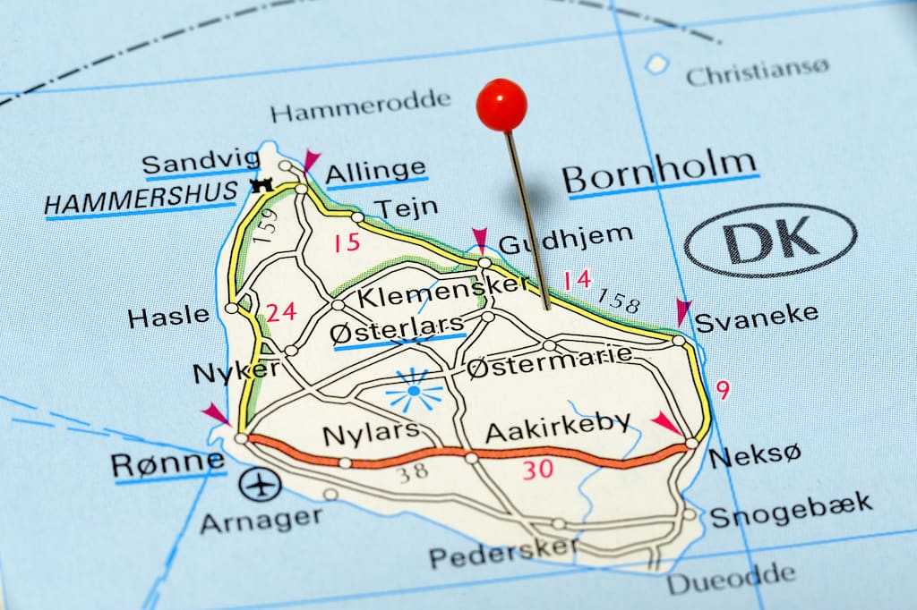 Carte de Bornholm Carte de l’île danoise de Bornholm